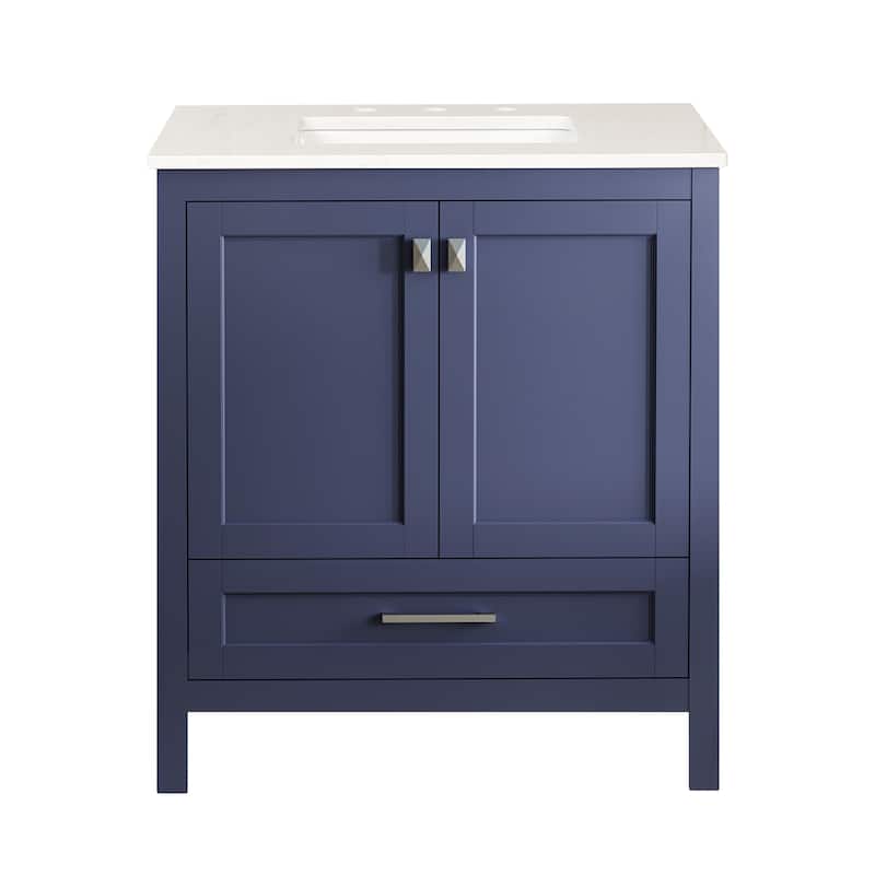 Freestanding Bathroom Vanity, Bathroom Cabinet with Marble Top, Bathroom Vanities with Soft Close Doors and Large Drawer