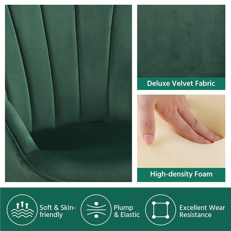 Yaheetech Modern Pleated Curved Back Velvet Accent Chair Modern Armchair for Living Room