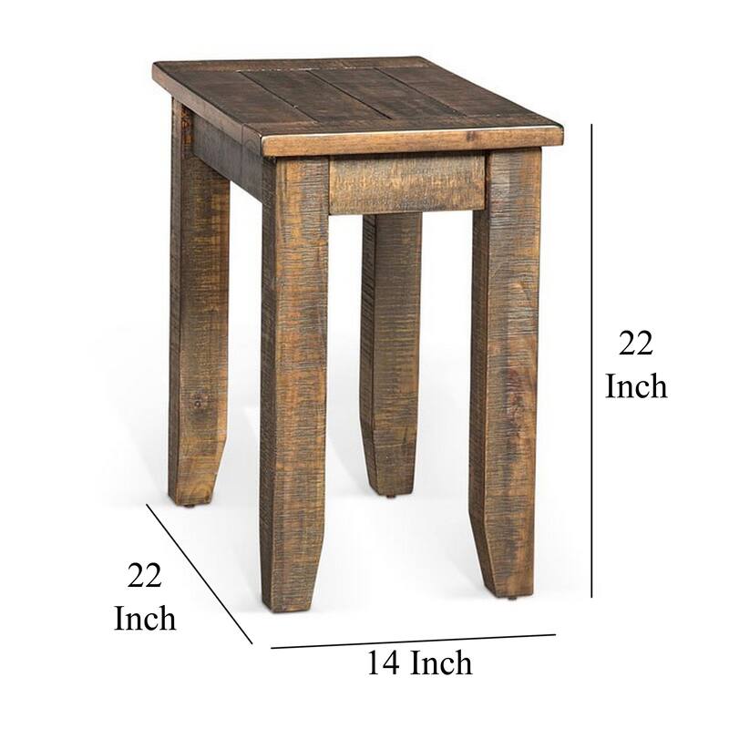 Flint Chairside End Table, 22 Inch Rectangular Dark Brown Mahogany