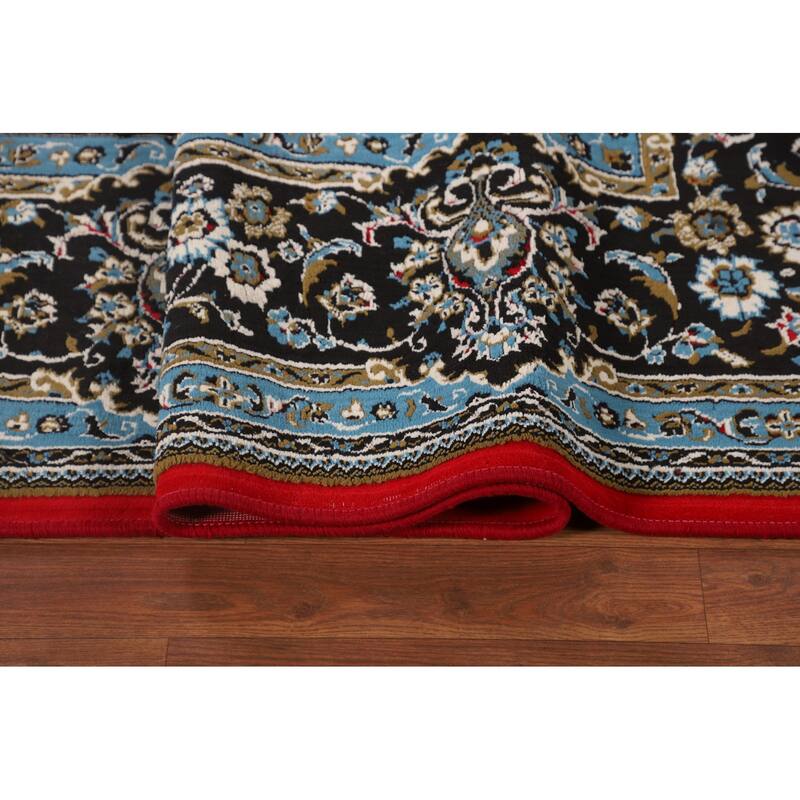 Traditional Floral Red Kashan Turkish Rug Machine-Made Carpet - 9'6" x 12'11"