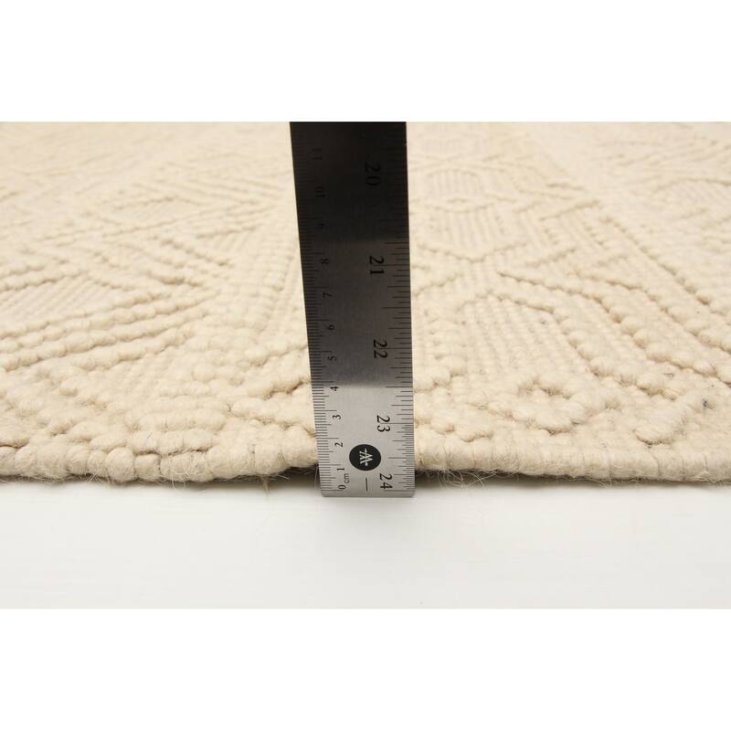 ECARPETGALLERY Braid weave Sienna Beige Wool Rug - 4'9 x 8'2