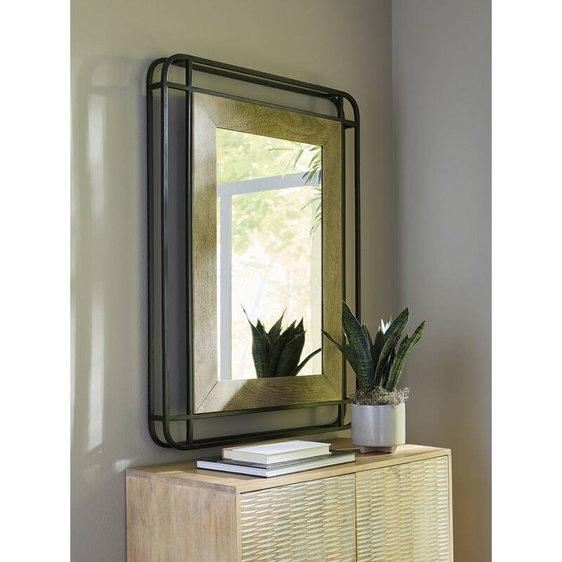 Signature Design by Ashley Beelman Black/Brown Accent Mirror - 30" W x 3" D x 40" H