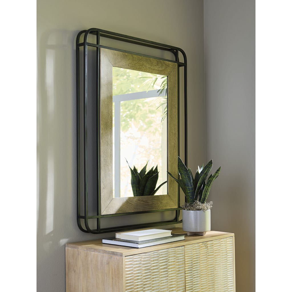 Signature Design by Ashley Beelman Black/Brown Accent Mirror - 30" W x 3" D x 40" H