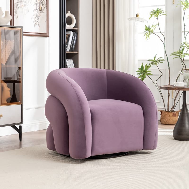 SEYNAR Modern Glam Velvet 360 Degree Swivel Accent Armchair with Tufted Back