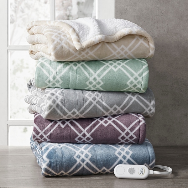 Printed Plush Heated Throw by Serta On Sale Bed Bath Beyond