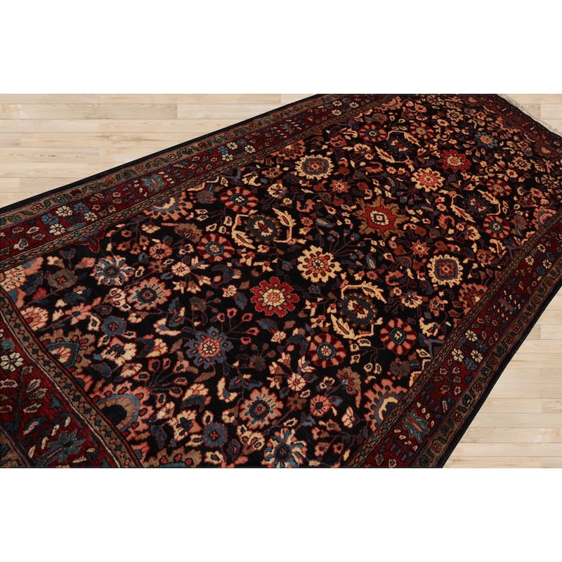 5'3''x11'5'' Hand Knotted Wool Midnight Blue Malayer Traditional Rug - 5' 3'' x 11' 5''