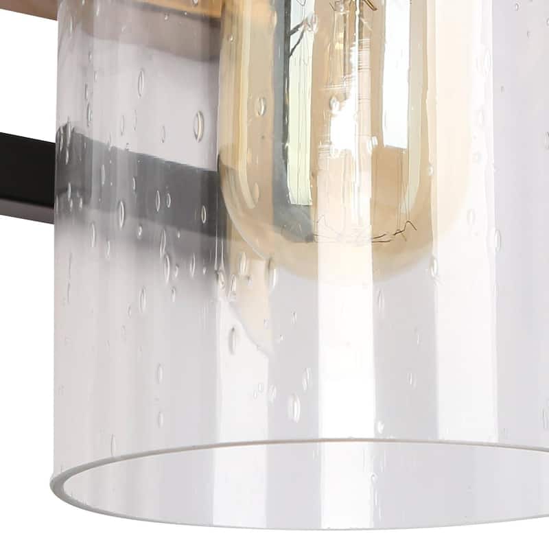 Modern Black Gold 1-Light Mini Bathroom Wall Sconce Seeded Glass Vanity Lights - 5.5" L x 6" W x 10" H