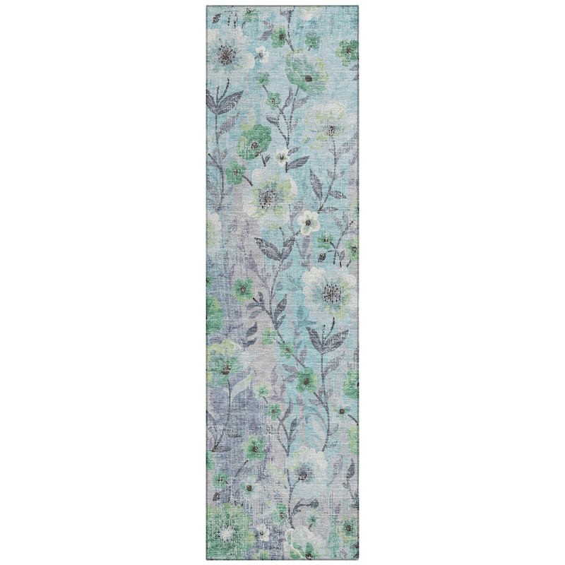 Machine Washable Indoor/ Outdoor Floral Joy Chantille Rug