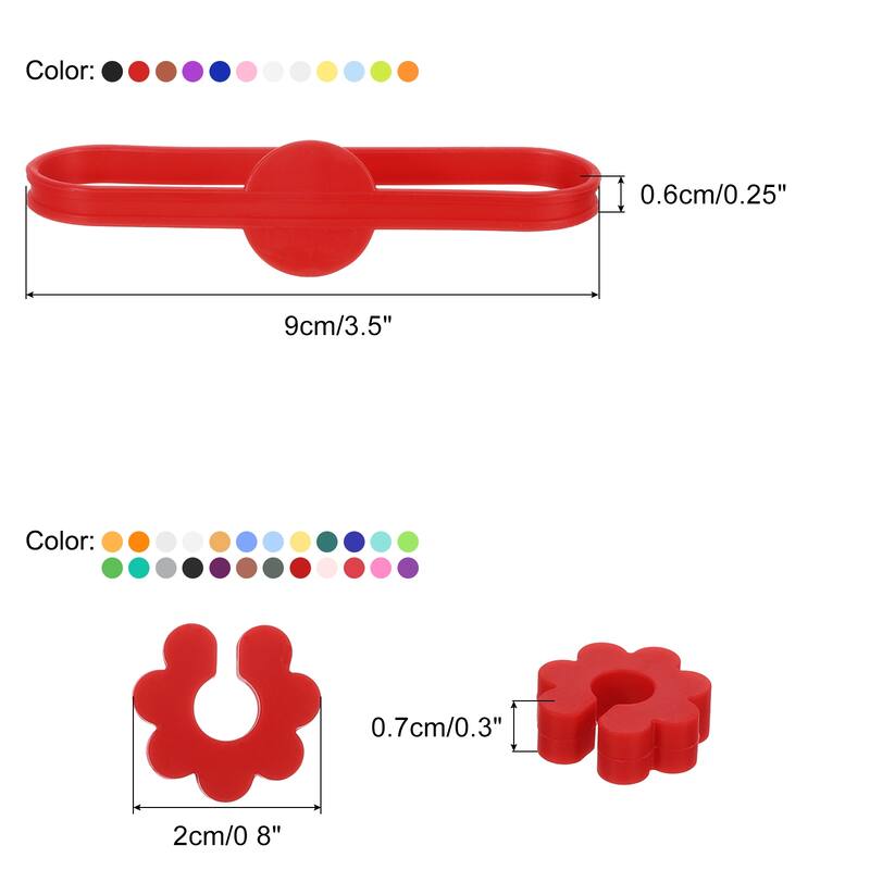 48Pcs Wine Glass Markers Silicone Drink Marker Labels Ring/Buckle - Red - 9 CM - Red - 9 CM