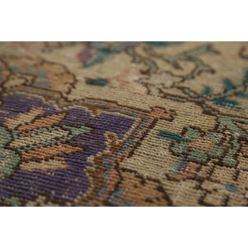 Vegetable Dye Tabriz Persian Vintage Area Rug Handmade Wool Carpet - 9'5" x 12'3"
