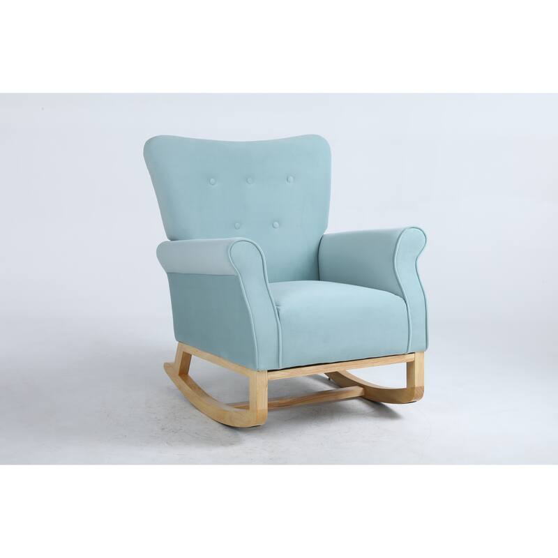 Baby Room High Back Rocking Chair Nursery Chair , Comfortable Rocker Fabric Padded Seat ,Modern High Back Armchair