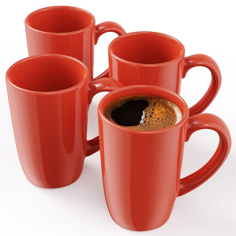 Omniware Set of 4 Teaz Cafe 18 oz Mugs with Matte Finish - Simply Red