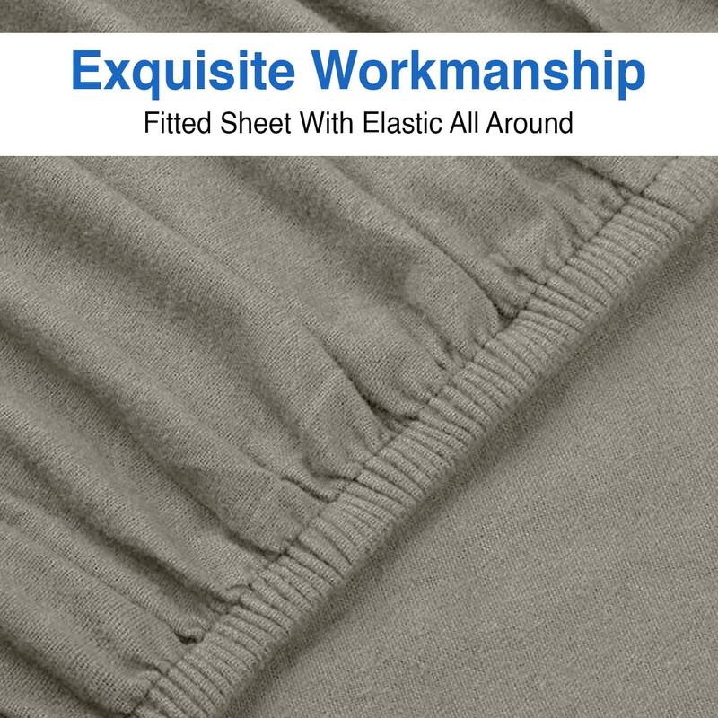 Flannel Fitted Bottom Sheet 100 Percent Cotton Double Brushed Flannel -170 GSM Heavyweight, Deep Pockets & All Around Elastic
