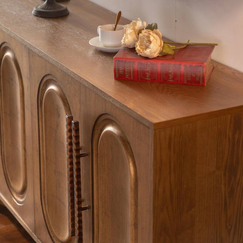 Wood Sideboard Buffet Cabinet with Storage and Adjustable Shelf