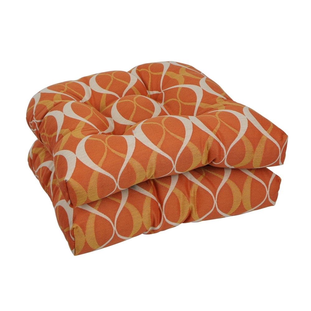 19-inch Rounded Back Premium Woven Outdoor Chair Cushions (Set of 2) - 19 x 19