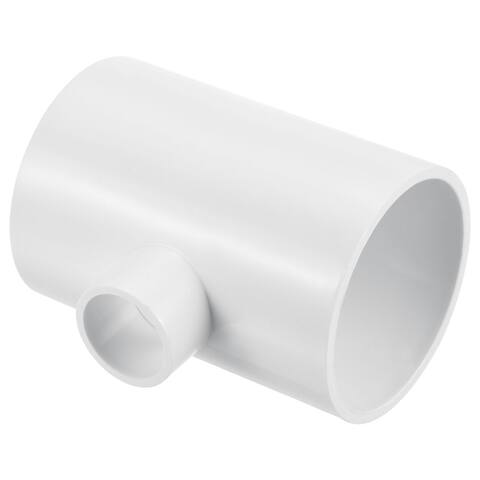 2" x 3/4" 3 Way Tee Pipe Fittings UPVC, Joint Coupling Pipe Adapter, White