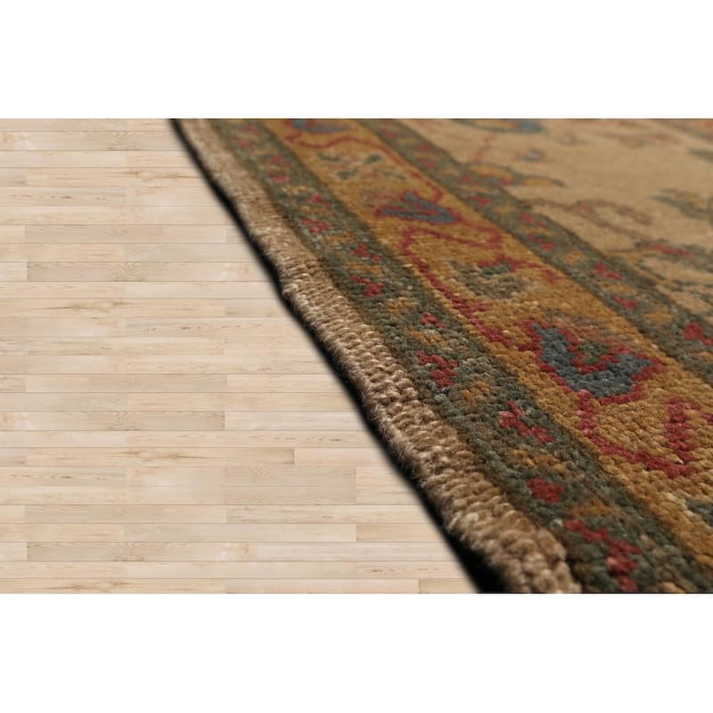 Hand Knotted Tan, Beige 100% Wool Traditional Oriental Area Rug - 12' x 18' 3''