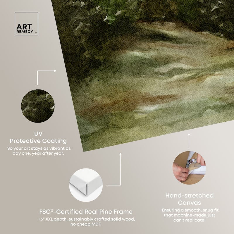Art Remedy April Woodland Gallery Wrapped Landscape 1 Piece Canvas Wall Art Watercolor Style