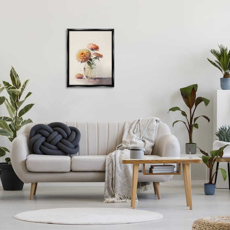 Stupell Blooming Dahlias Painting Framed Floater Canvas Wall Art Design by Leah McLean