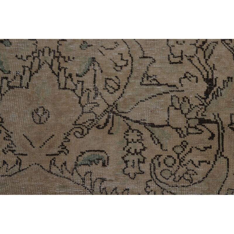 Vintage Distressed Tabriz Persian Area Rug Hand-Knotted Wool Carpet - 7'4" x 10'7"
