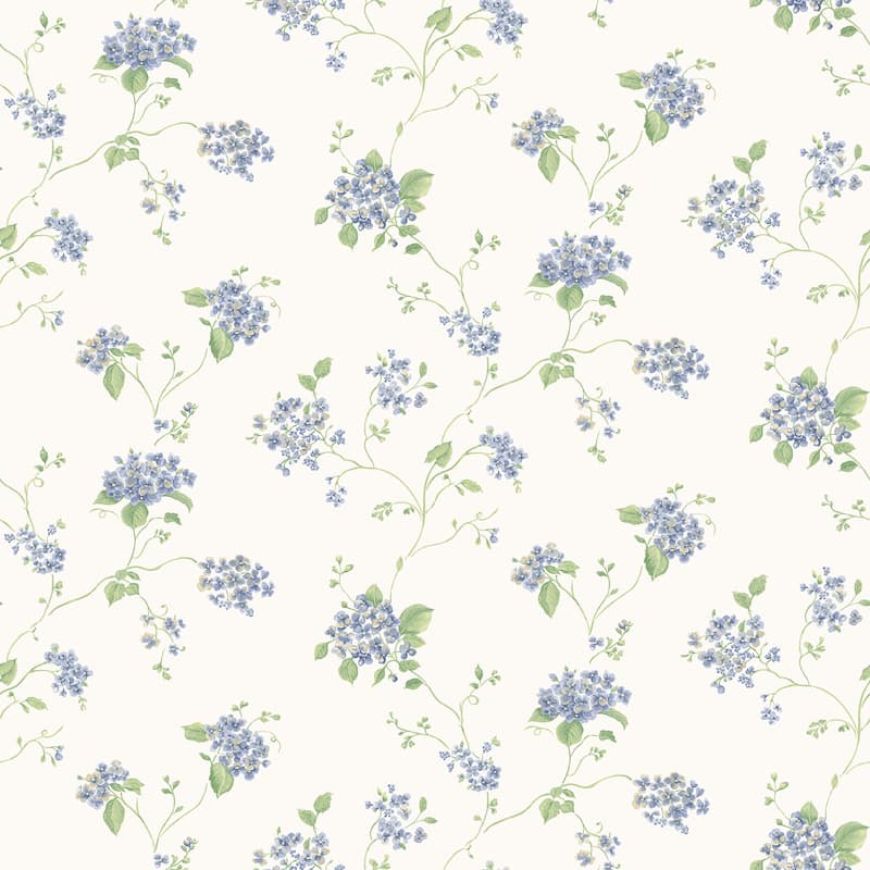 Galerie Wallcoverings Miniatures 3 Lilac Floral Trail Vinyl on Non-woven Matte Wallpaper Roll - 33 feet x 21 inches - Blue