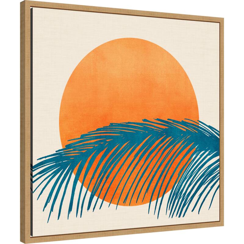 Retro Tropical Sunset by Kristian Gallagher (22 x 22 in.), Framed Canvas Wall Art Print