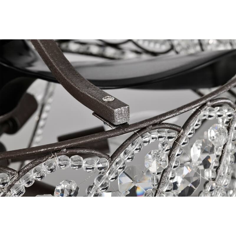 Sandi 24 Inch Glam Crystal Fandelier 6 Light with Remote