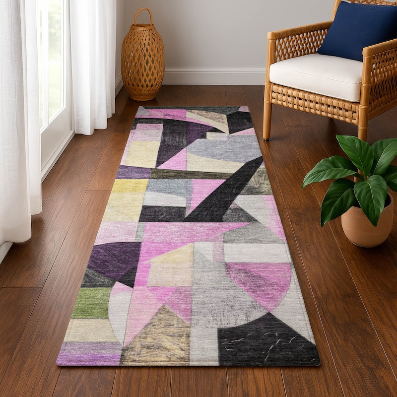 Premium Washable Super Soft Contemporary Mayfield Rug - Purple - 2'3" x 7'6"