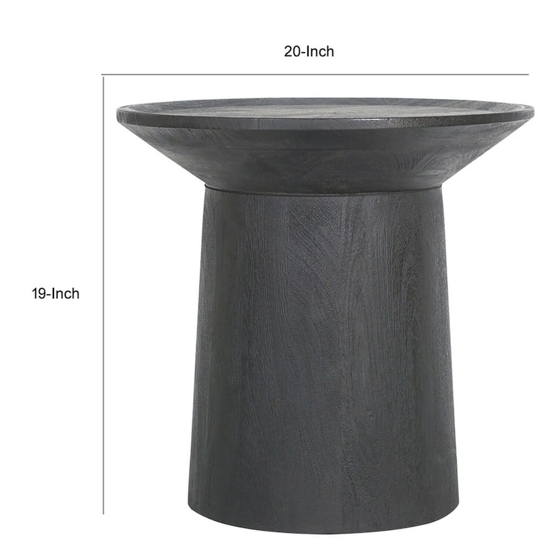 20 in. Matte Black Round Wood End Table, Sturdy Build End Side Table for Living Rooms