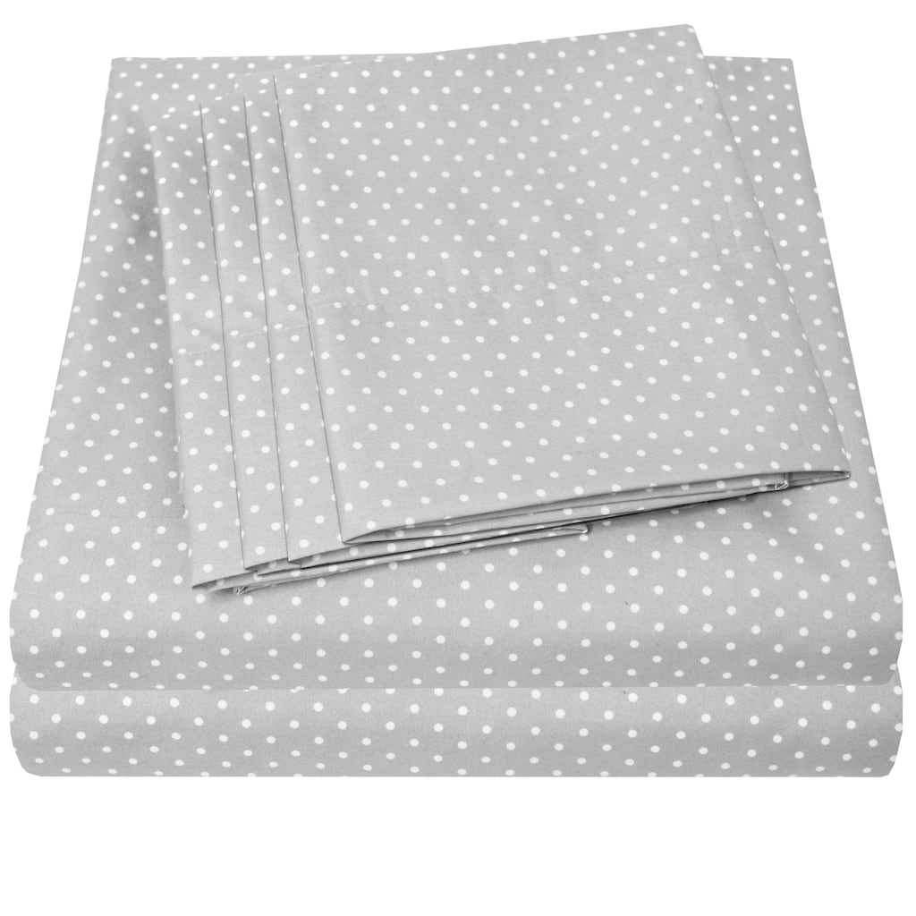 Sweet Home Collection 6 Piece Polka Dots Printed Sheet Set, Deluxe Ultra Soft 1500 Series, Double Brushed Microfiber
