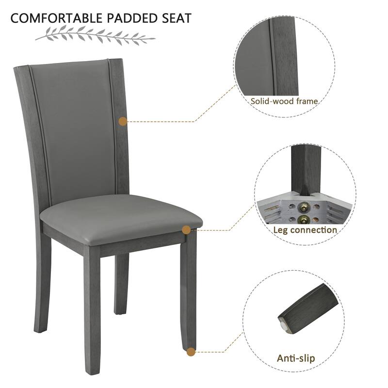 Wooden Dining Chairs Set of 4, Kitchen Chair with Padded Seat, Upholstered Side Chair for Dining Room, Living Room, Kitchen