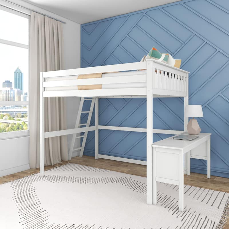 Max and Lily Full-Size High Loft Bed with Desk - White - Full