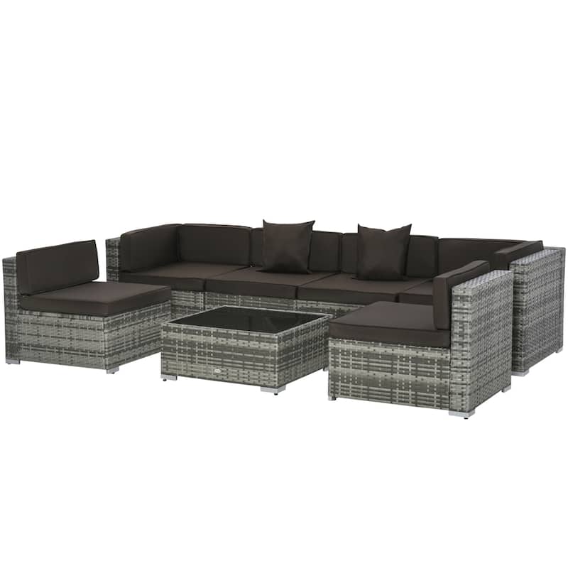 Outsunny 7-Piece Outdoor Wicker Patio Furniture Set