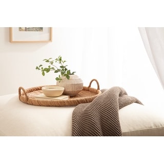 Kate and Laurel Cormont Rattan Serving Tray