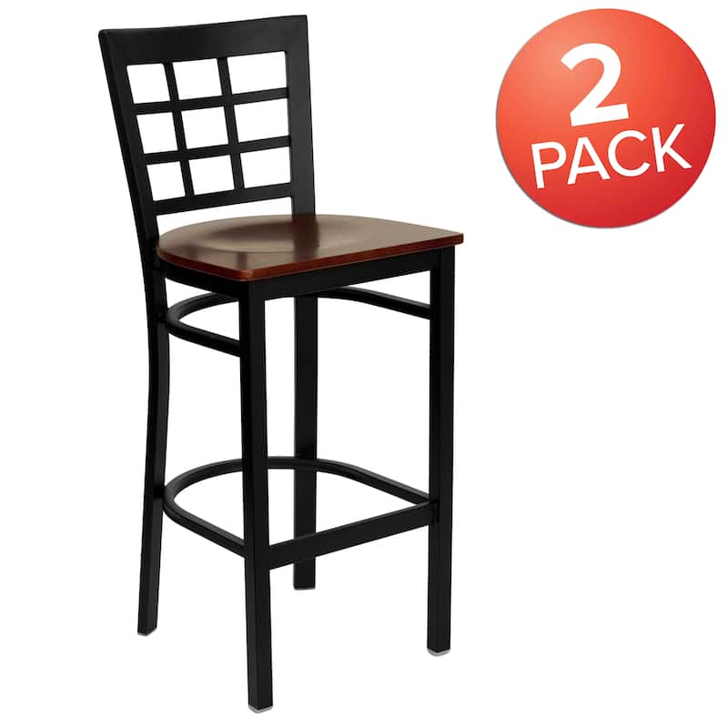 2 Pack Window Back Metal Restaurant Barstool