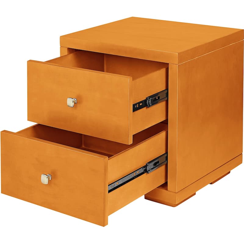 19-Inch Modern Solid Wood Nightstand with 2 Soft Close Drawers for Bedroom or End Table Use