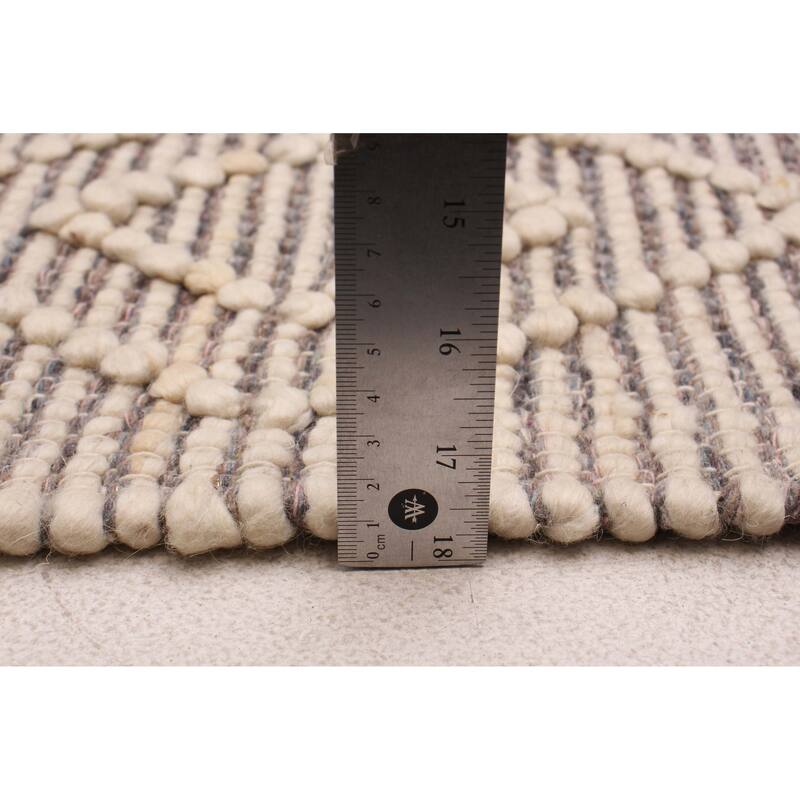 ECARPETGALLERY Braid weave Sienna Beige Wool Rug - 6'1 x 9'0