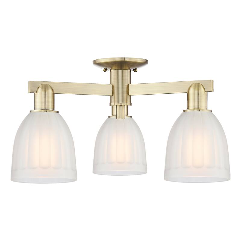 Innovations Lighting 716-3F-12-24 Brookfield Semi-Flush Brookfield 3 - Antique Brass / White