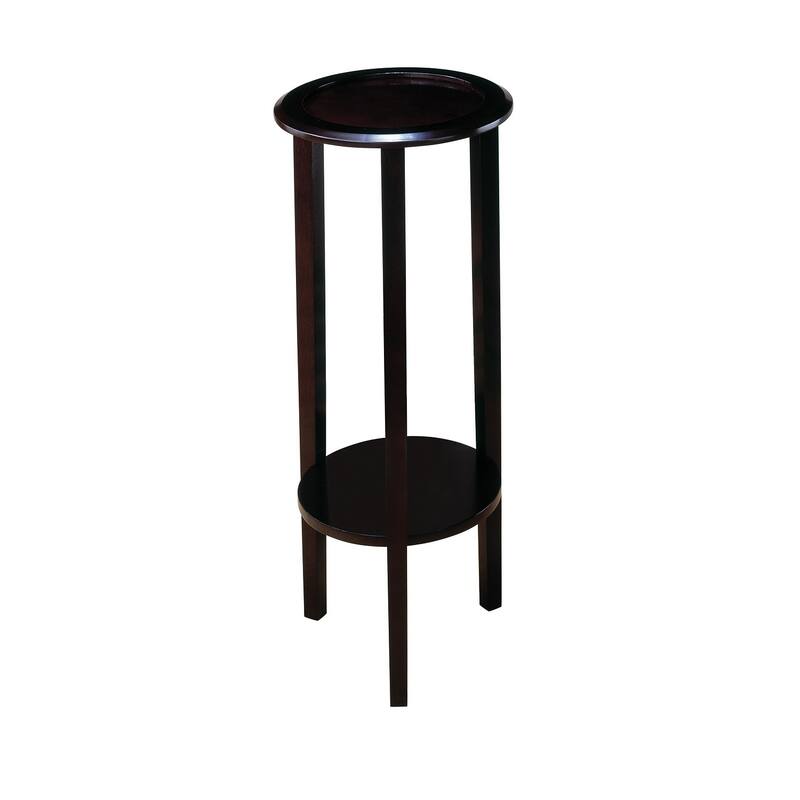 Round Accent Table with Bottom Shelf in Espresso - Espresso - Wood