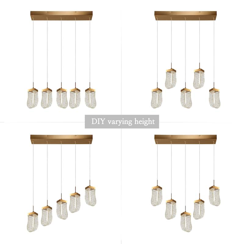 Modern Gold LED 5-Light Island Chandelier Kitchen Island Pendant Light
