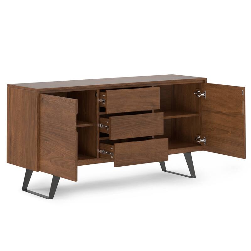 WYNDENHALL Mitchell Metal 60 inch Wide Rectangle Modern Industrial Sideboard Buffet in OAK WOOD - 60'' x 17'' x 30