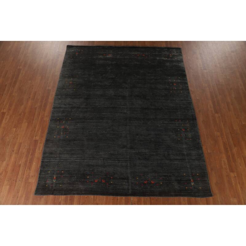 Grey Tribal Gabbeh Oriental Area Rug Hand-Knotted Wool Carpet - 7'10" x 9'9"