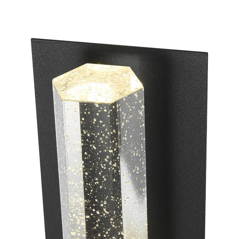 1-Light Bubble Crystal Linear Tube Dimmable LED Vanity Wall Lamp - Black