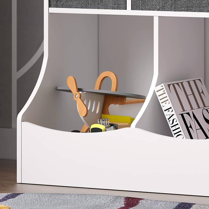 UTEX Toy Storage Organizer with Bookcase, Kid’s Multi Shelf Cubby for Books,Toys