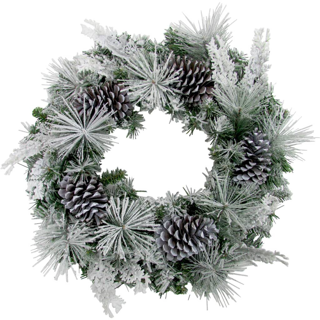 Fraser Hill Farm 24-in. Christmas Snow Flocked Wreath, Pinecones