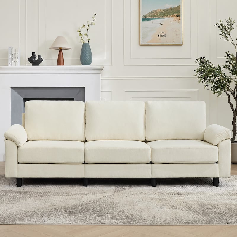 90" Chenille Upholstered 3-Seater Sofa Couch Sectional Sofa with Pillow Top Arms