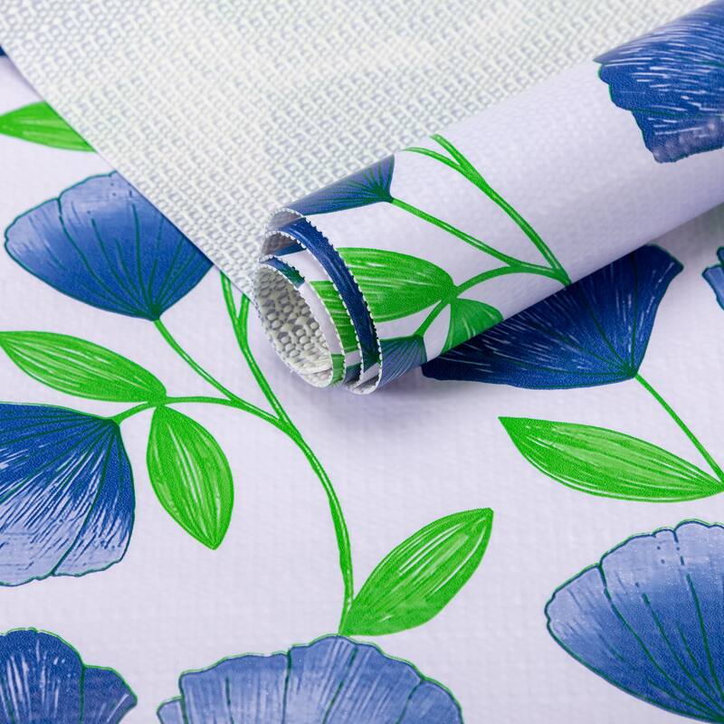 Printed foam kitchen shelf liner Blue 18x96 12×120In