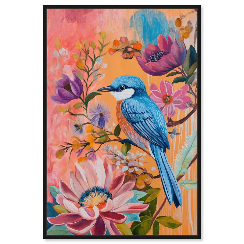 Spring Bird Canvas by Art Remedy - 30" x 45" - Black