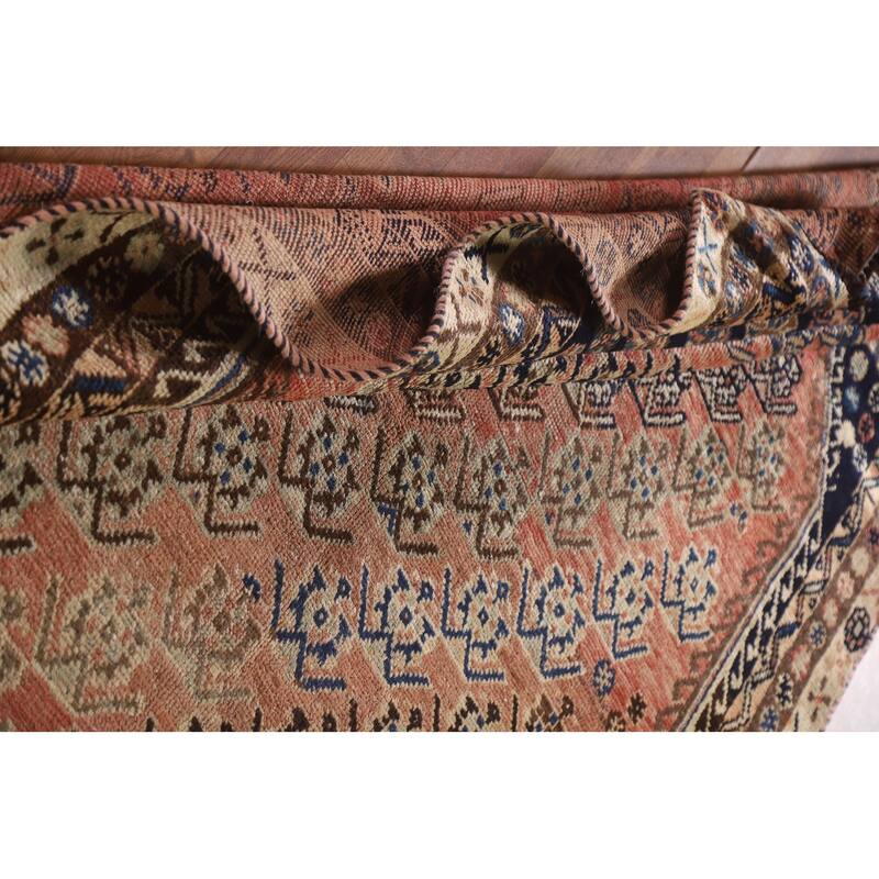 Vegetable Dye Shiraz Persian Antique Area Rug Hand-knotted Wool Carpet - 4'10"x 7'7"