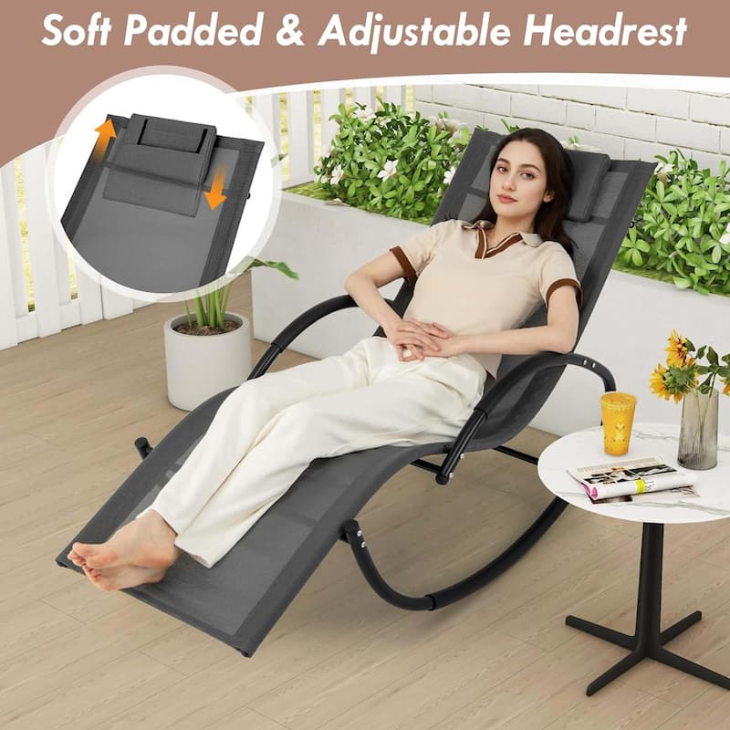 1/2 PCS Outdoor Zero Gravity Chaise Lounge Rocking Lounge Chair